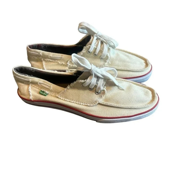Sanuk Scurvy Natural Lace Up Sneaker Sidewalk Surfer Casual SIze 9 Women's - Picture 1 of 10